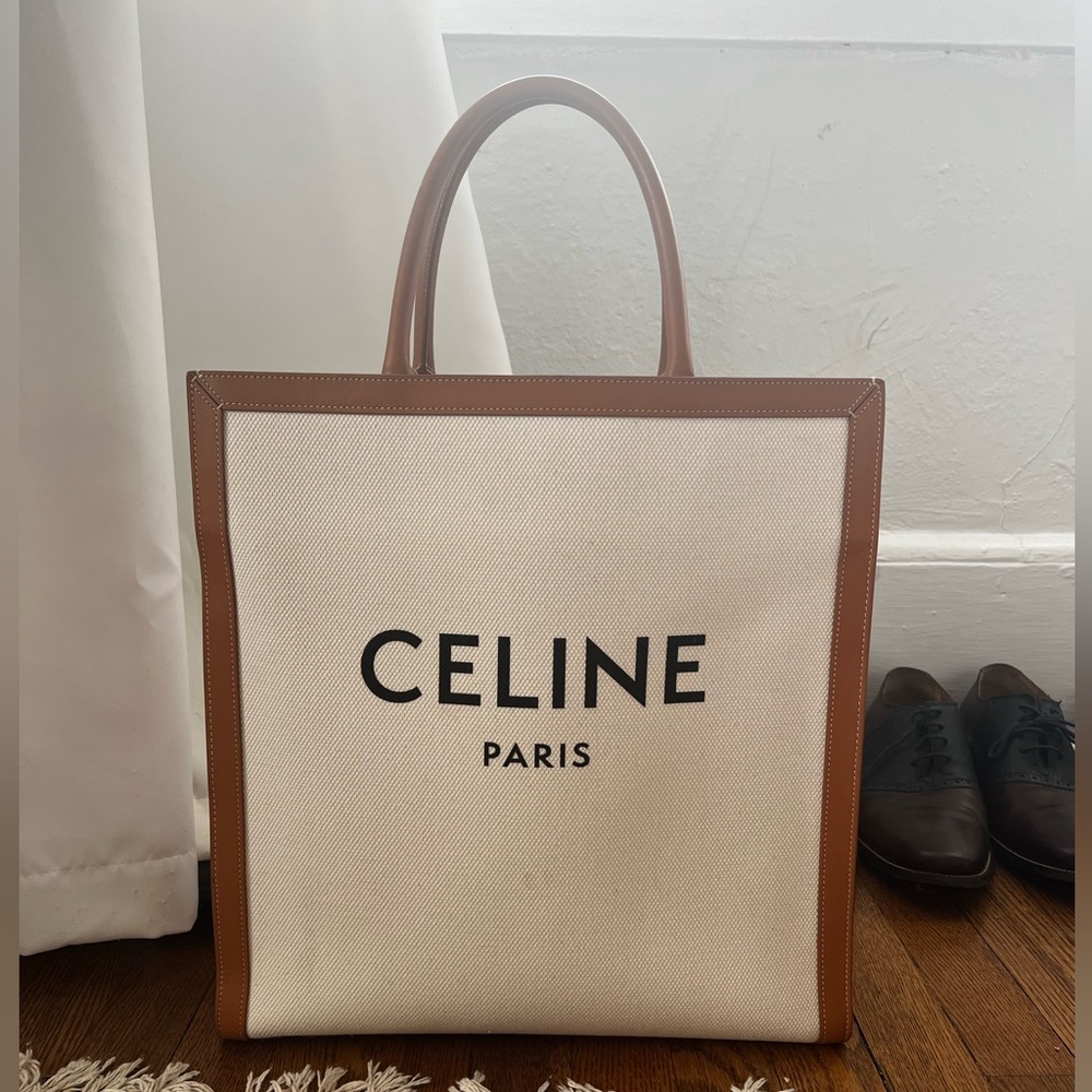 Celine Vertical Cabas Tote with Leather (LARGE)